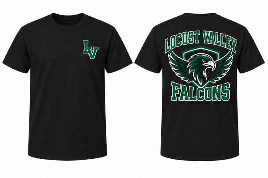 LOCUST VALLEY FALCONS black tee front and back