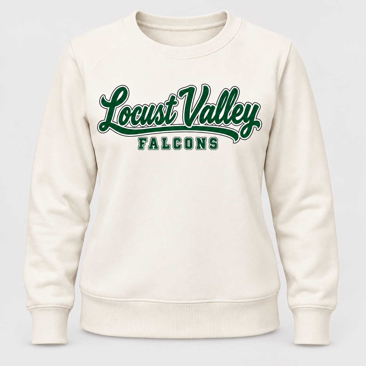 Digital mockup: Gardenia Locust Valley Women's Sideline Script Crewneck, front view