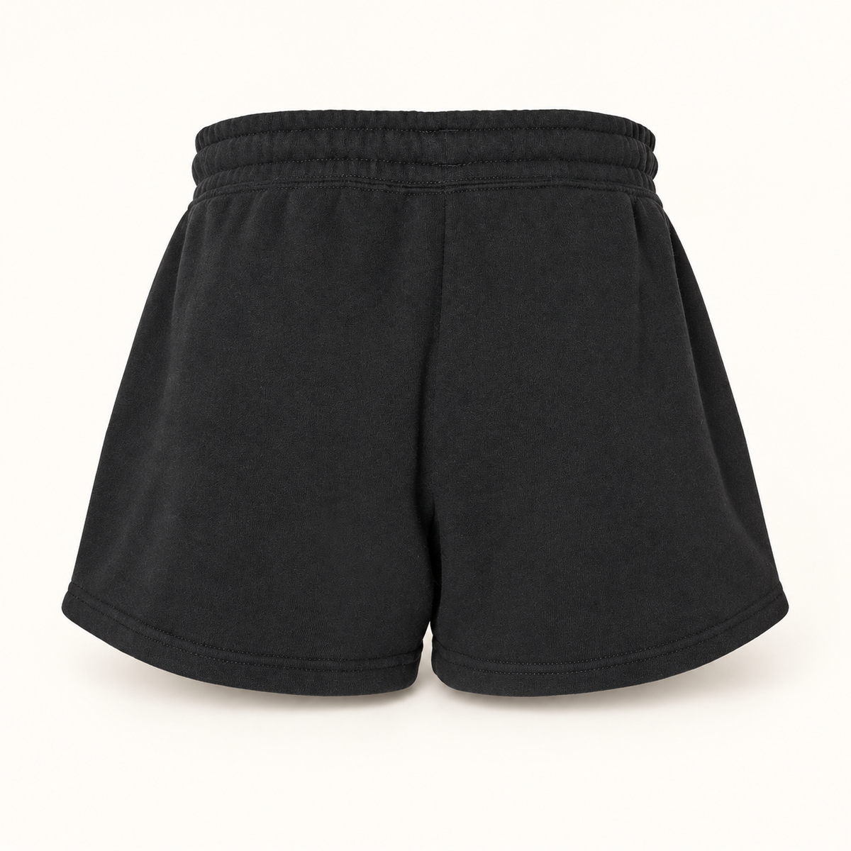 Locust Valley women's Falcon Crest fleece shorts in Black, plain back view