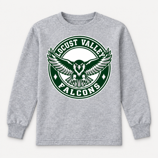 Digital mockup: Sport Grey Locust Valley Youth Flight Seal Long Sleeve, front view
