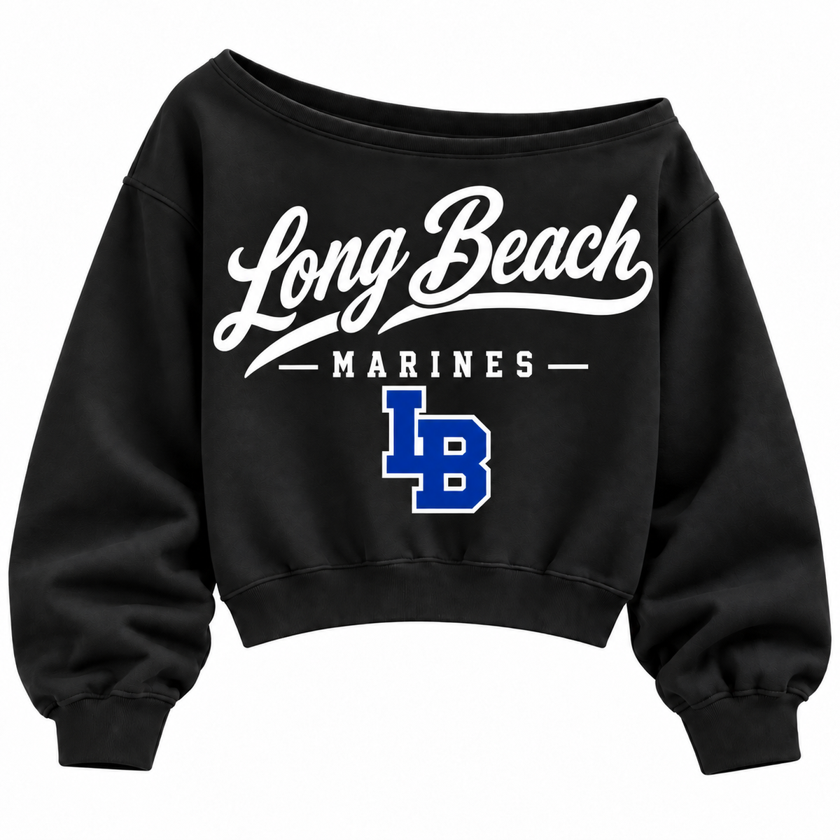 Long Beach Marines off-shoulder sweatshirt in black