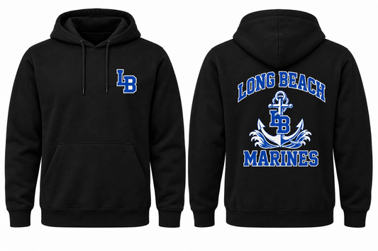 LONG BEACH MARINES black hoodie front and back