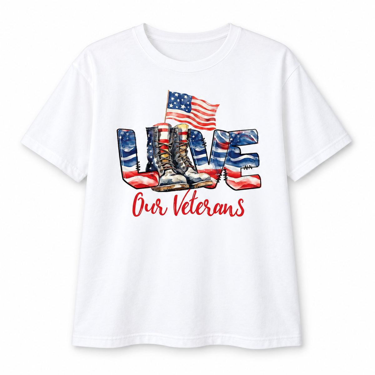 LOVE Our Veterans T-Shirt — studio product view