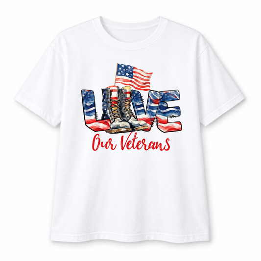 LOVE Our Veterans T-Shirt — studio product view