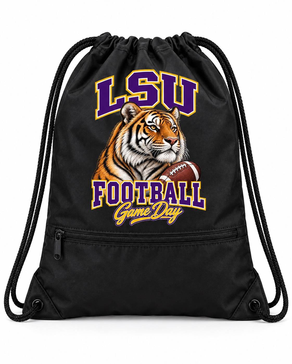LSU Mascot Zip-Pocket Drawstring Bag — product thumbnail