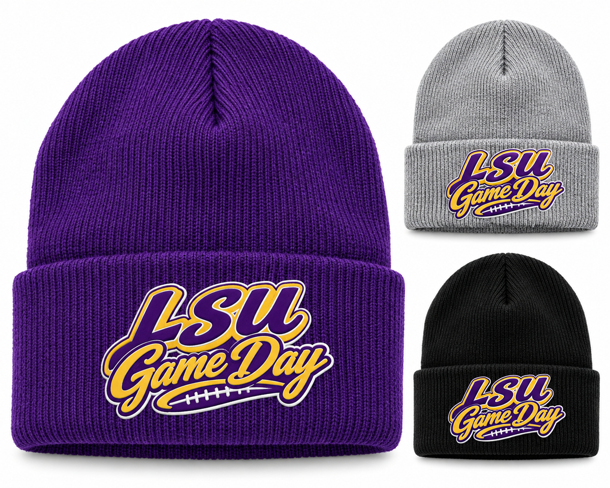 LSU Game Day Script Cuffed Beanie — product thumbnail