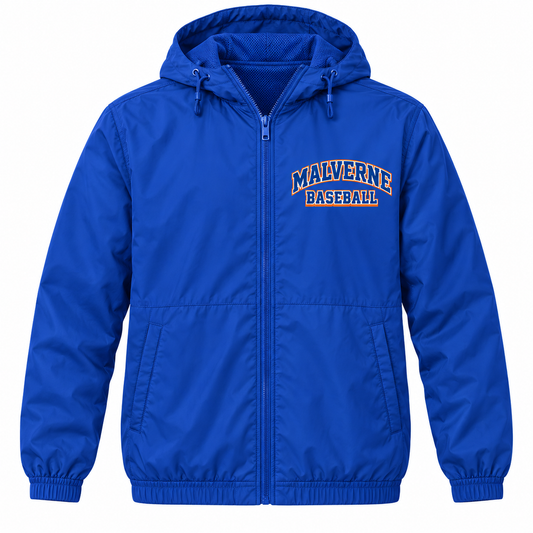 Malverne Baseball Full Zip Windbreaker in Royal Blue