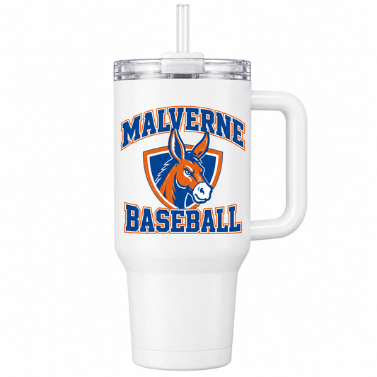 Malverne Baseball Handled Tumbler in White