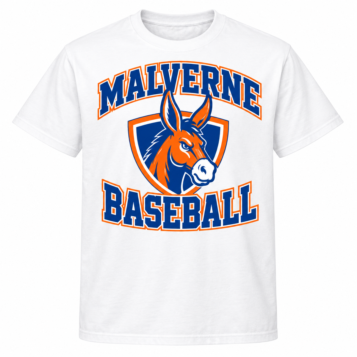 Malverne Baseball Varsity Tee in White