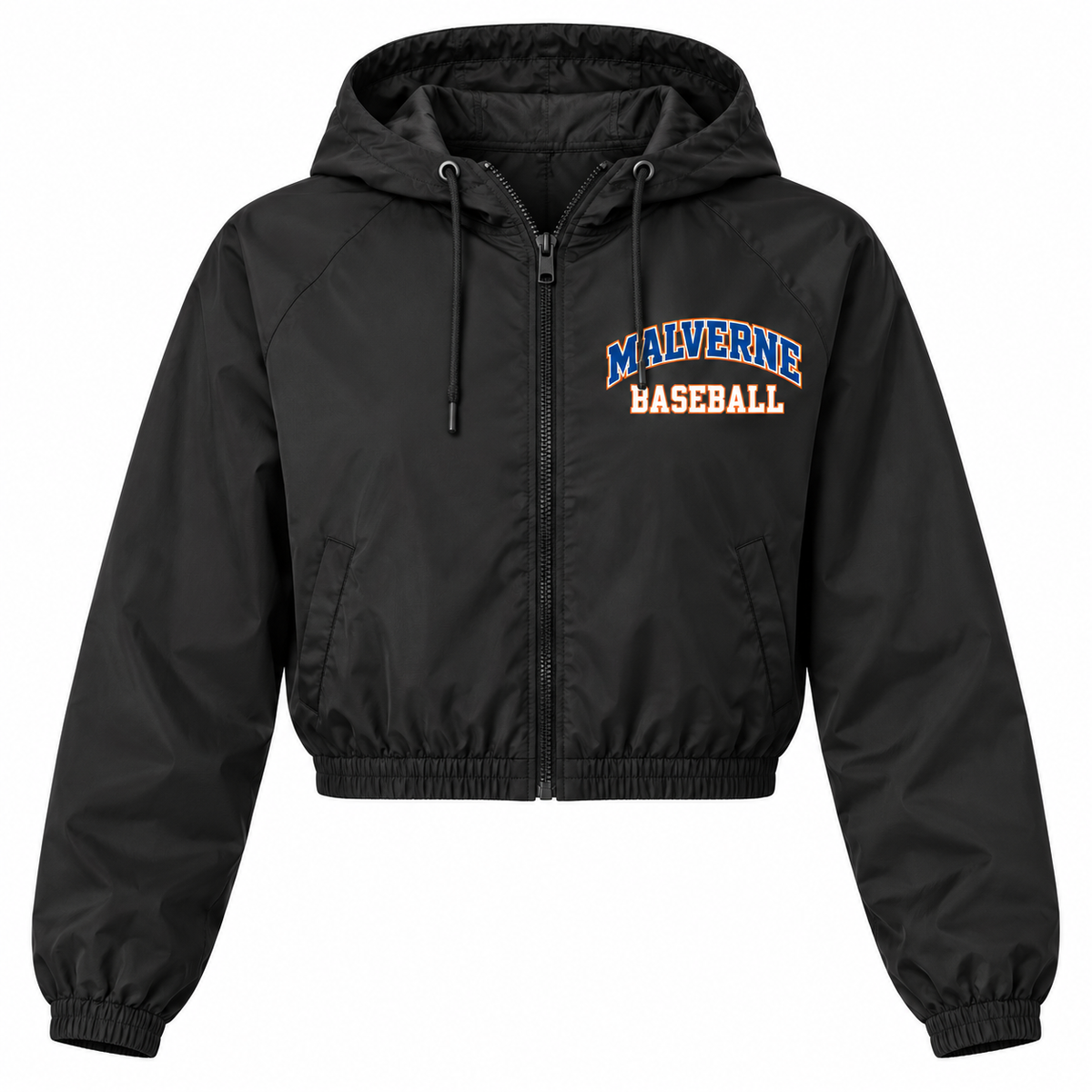 Malverne Baseball Women's Crop Windbreaker in Black