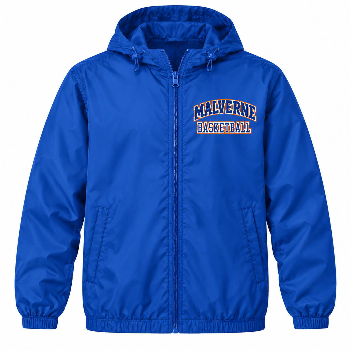 Malverne Basketball Full Zip Windbreaker in Royal Blue