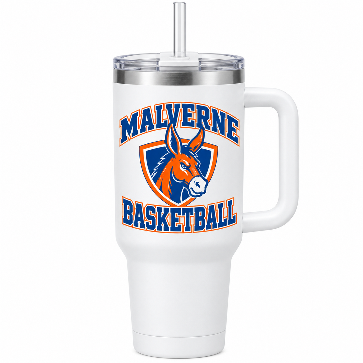 Malverne Basketball Handled Tumbler in White
