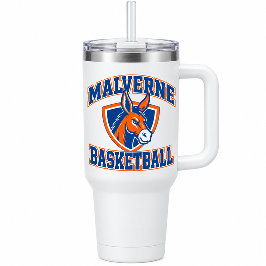 Malverne Basketball Handled Tumbler in White
