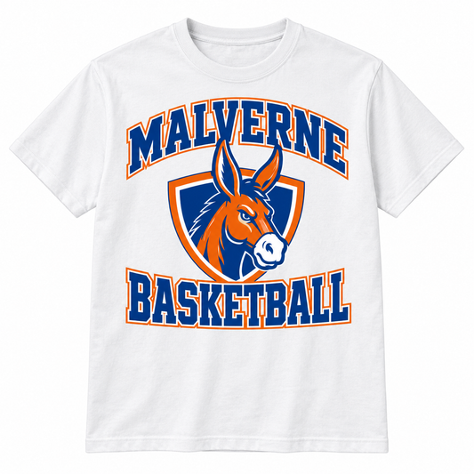 Malverne Basketball Varsity Tee in White