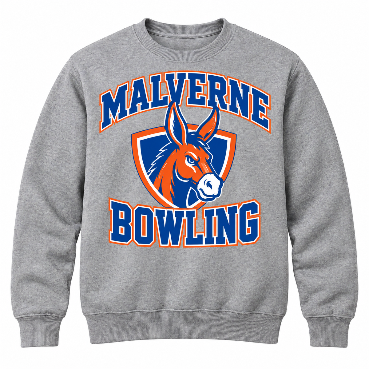 Malverne Bowling Crest Crewneck in Heather Gray