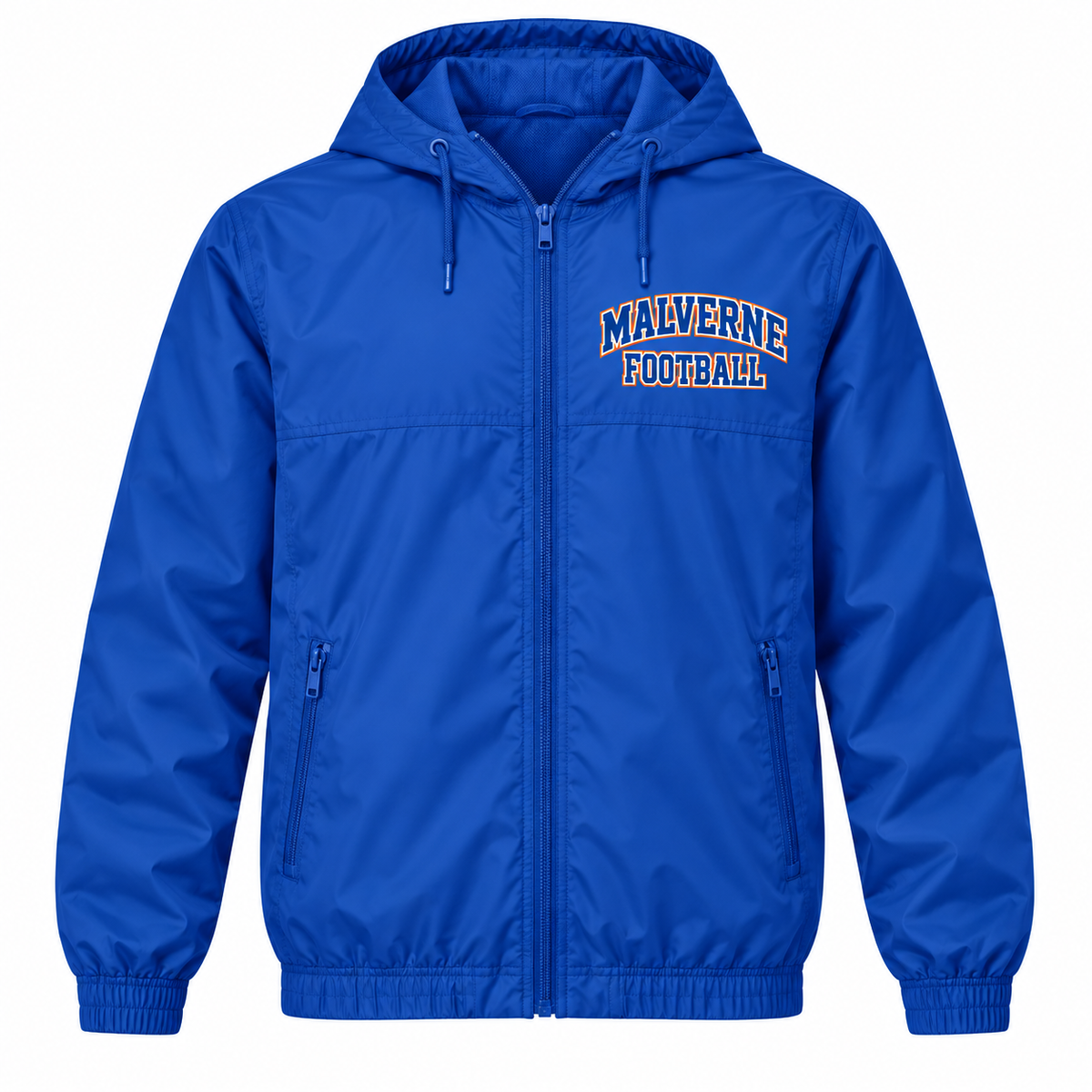 Malverne Football Full Zip Windbreaker in Royal Blue