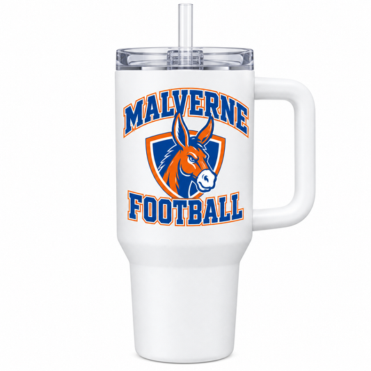 Malverne Football Handled Tumbler in White