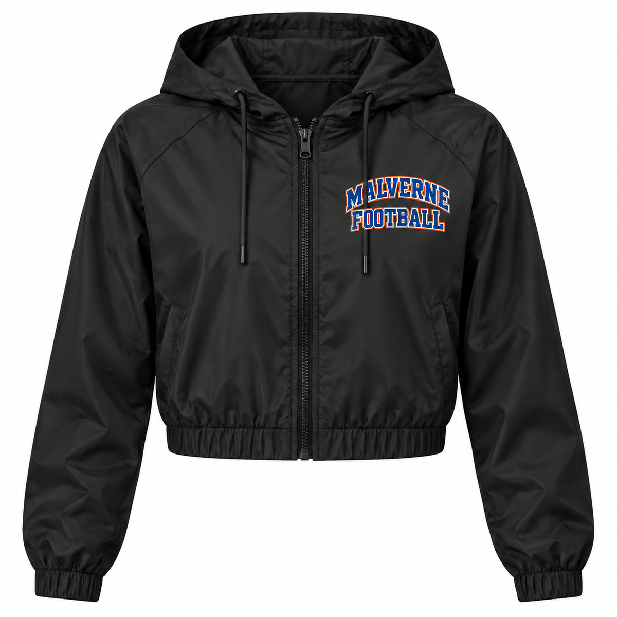Malverne Football Women's Crop Windbreaker in Black