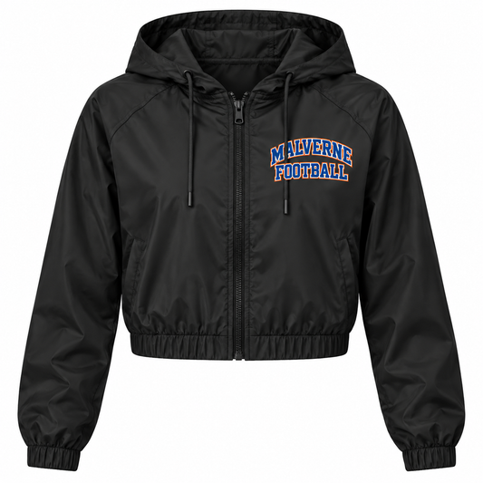 Malverne Football Women's Crop Windbreaker in Black