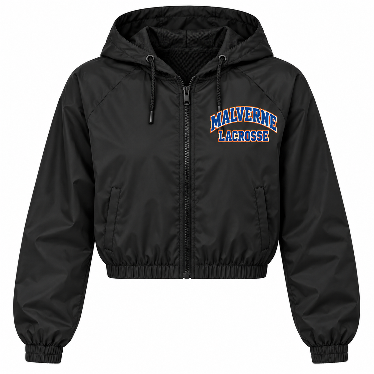 Malverne Lacrosse Women's Crop Windbreaker in Black
