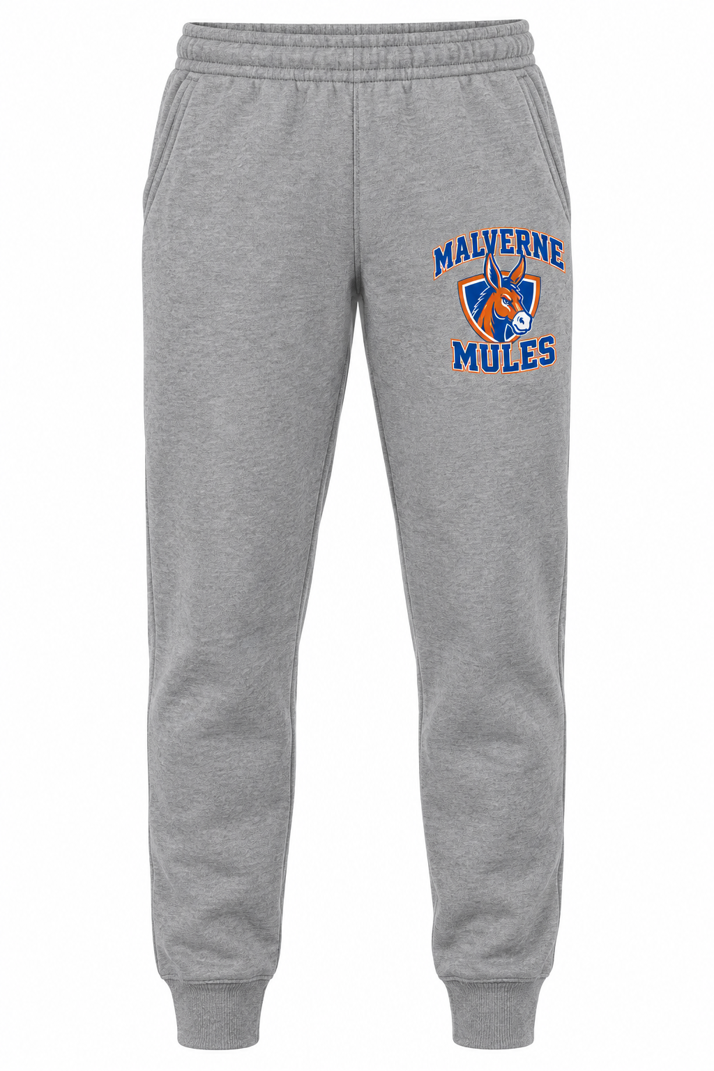 Malverne Mules Adult Joggers in Heather Gray with collegiate mule crest