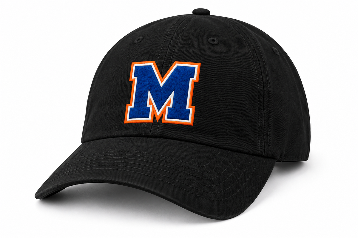 Malverne Mules Baseball Cap in Black with collegiate M