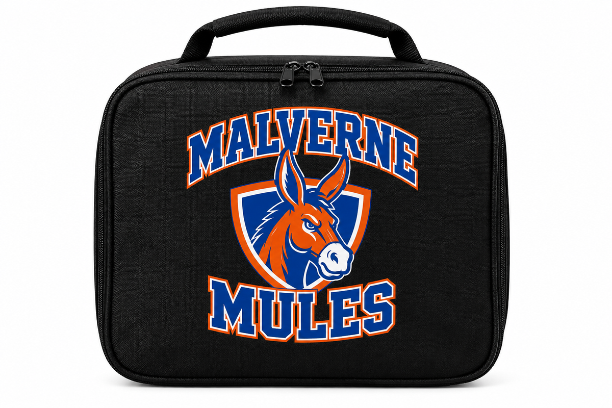 Malverne Mules Insulated Lunch Bag in Black with collegiate mule crest