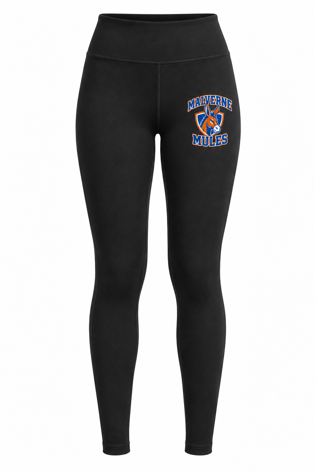 Malverne Mules Women's Leggings in Black with collegiate mule crest