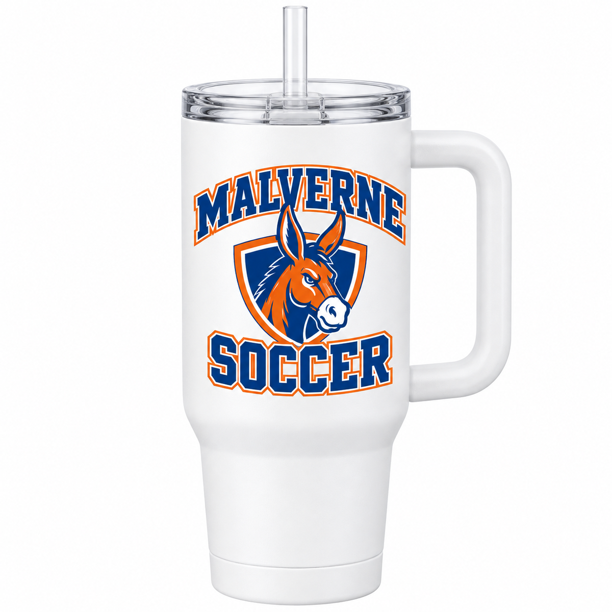 Malverne Soccer Handled Tumbler in White