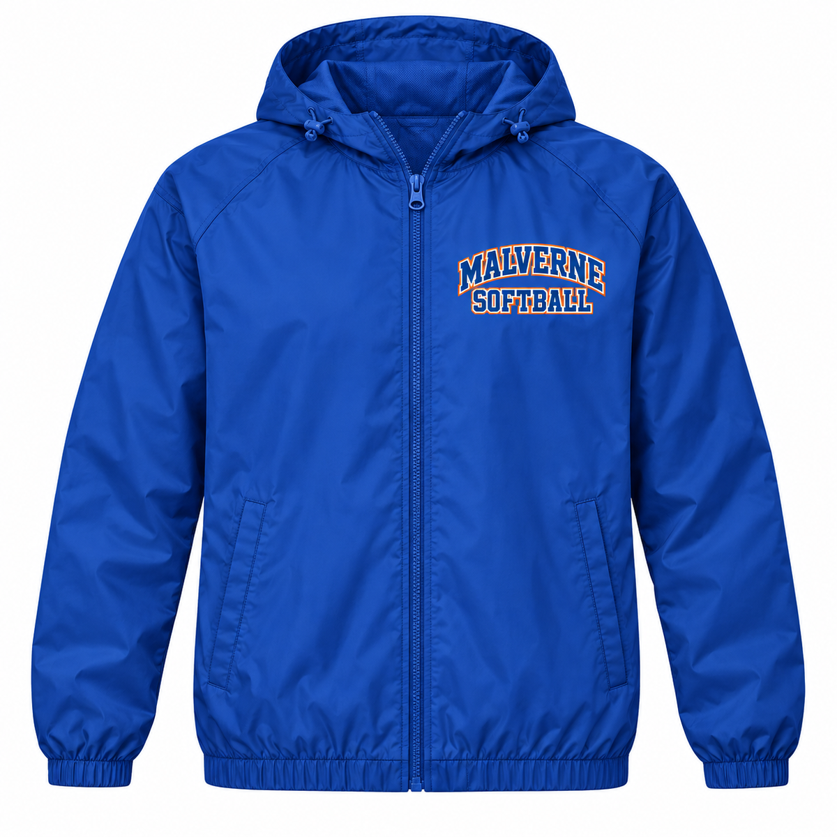 Malverne Softball Full Zip Windbreaker in Royal Blue