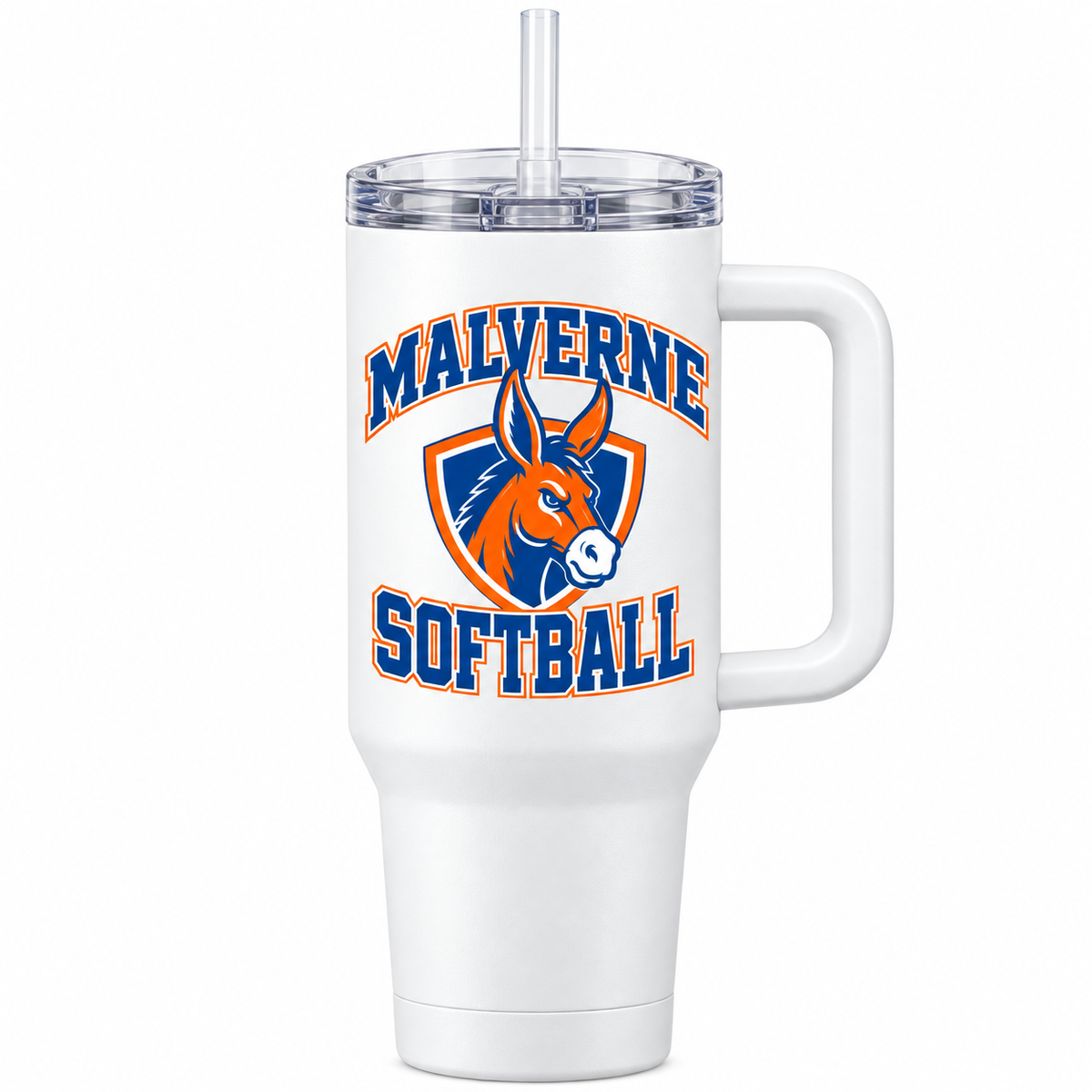 Malverne Softball Handled Tumbler in White