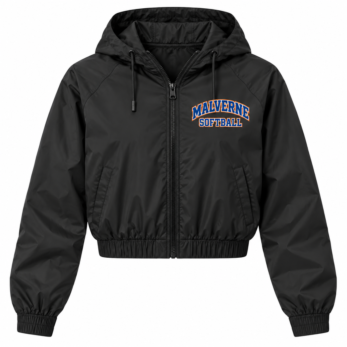 Malverne Softball Women's Crop Windbreaker in Black