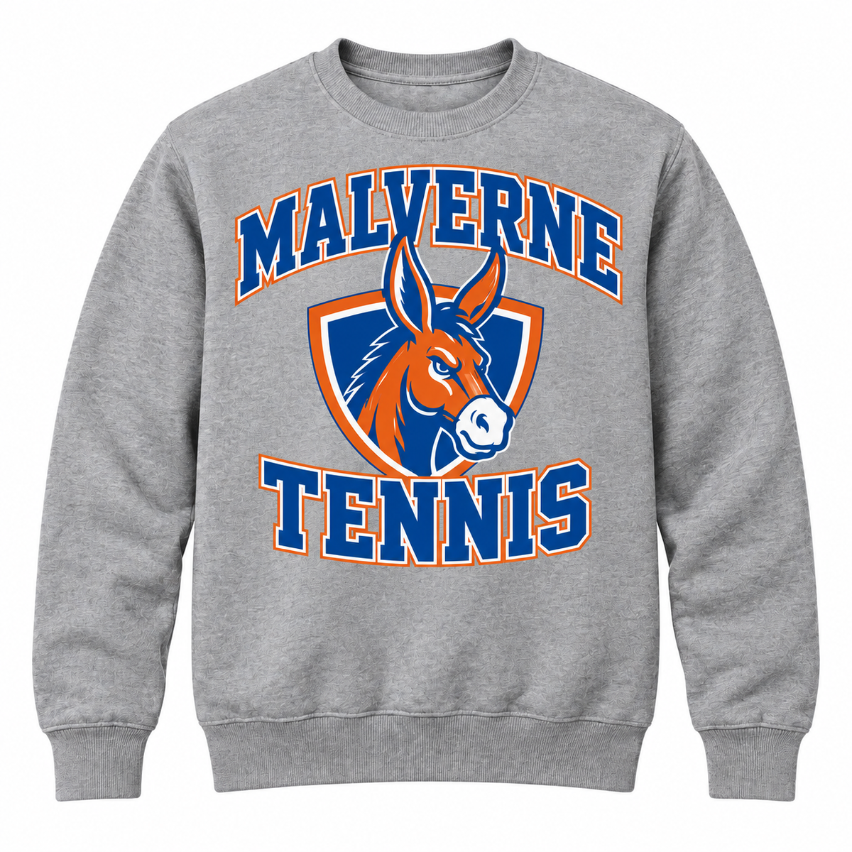 Malverne Tennis Crest Crewneck in Heather Gray