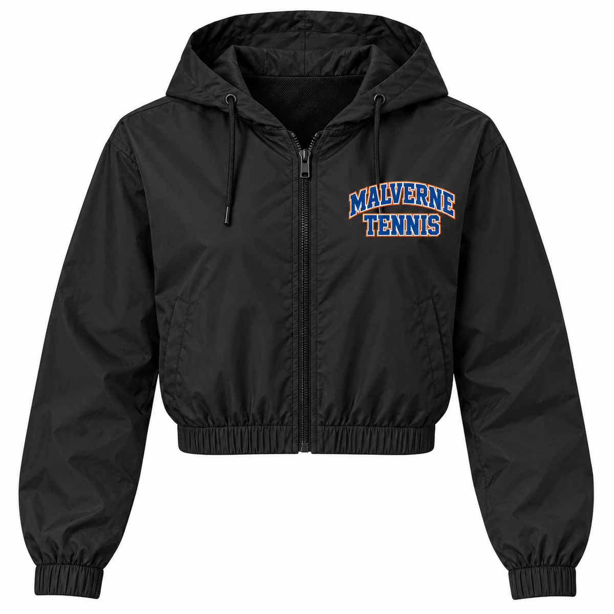Malverne Tennis Women's Crop Windbreaker in Black