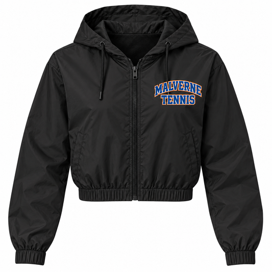 Malverne Tennis Women's Crop Windbreaker in Black