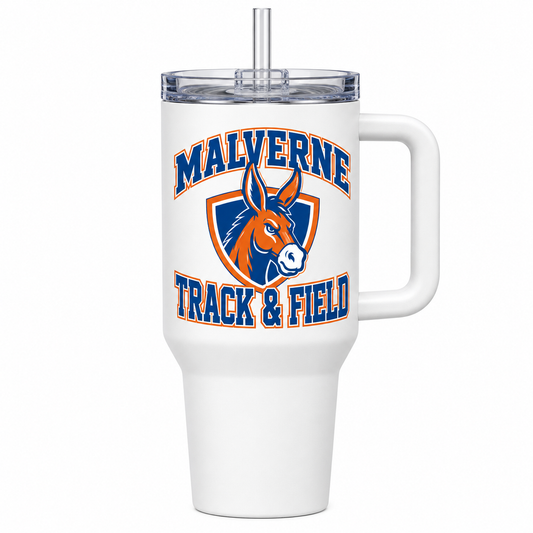 Malverne Track & Field Handled Tumbler in White