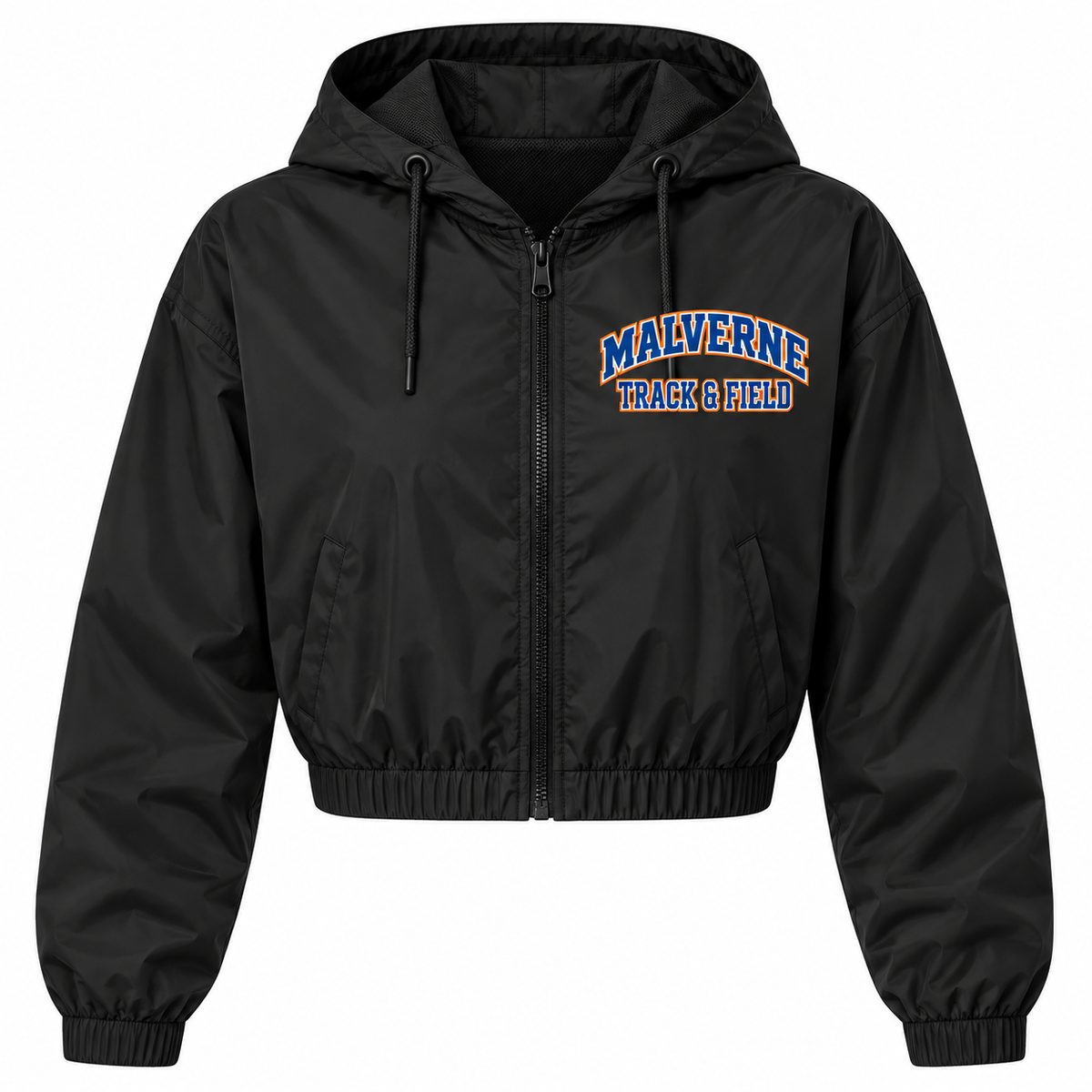 Malverne Track & Field Women's Crop Windbreaker in Black