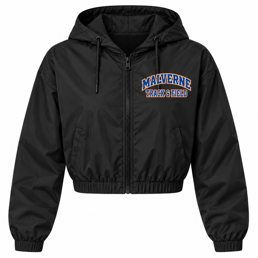 Malverne Track & Field Women's Crop Windbreaker in Black