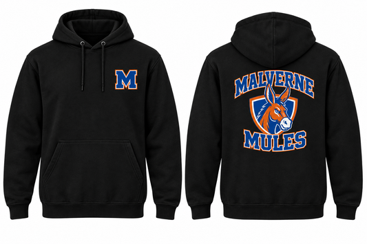 MALVERNE MULES black hoodie front and back