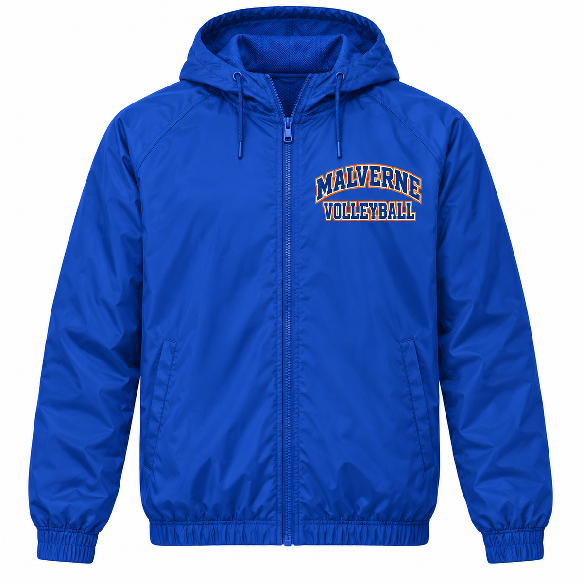 Malverne Volleyball Full Zip Windbreaker in Royal Blue