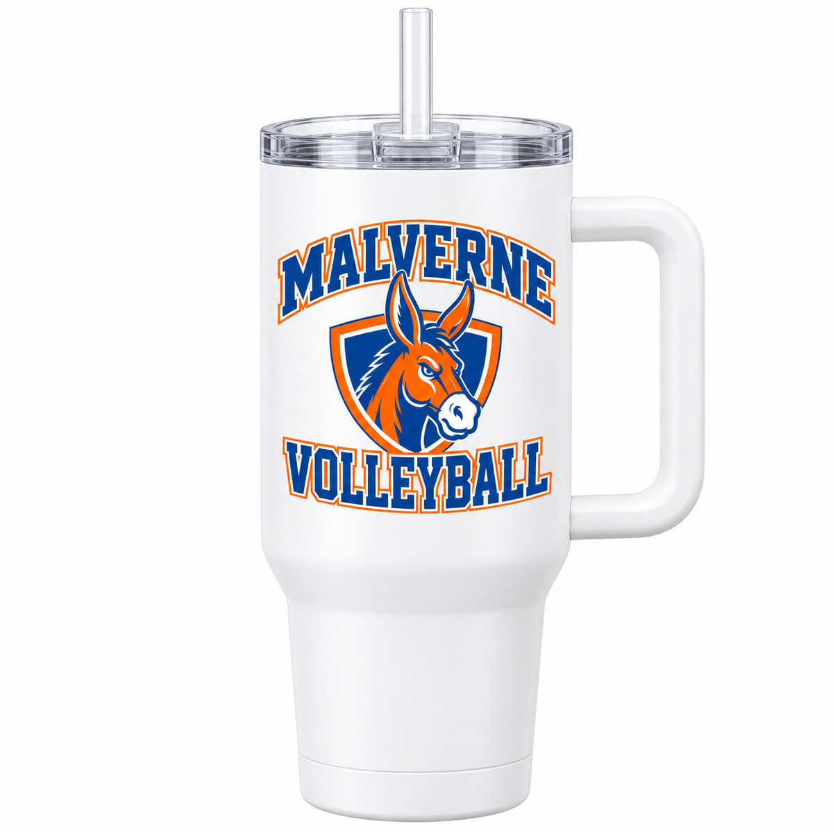 Malverne Volleyball Handled Tumbler in White