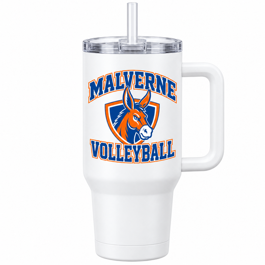 Malverne Volleyball Handled Tumbler in White