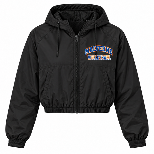 Malverne Volleyball Women's Crop Windbreaker in Black
