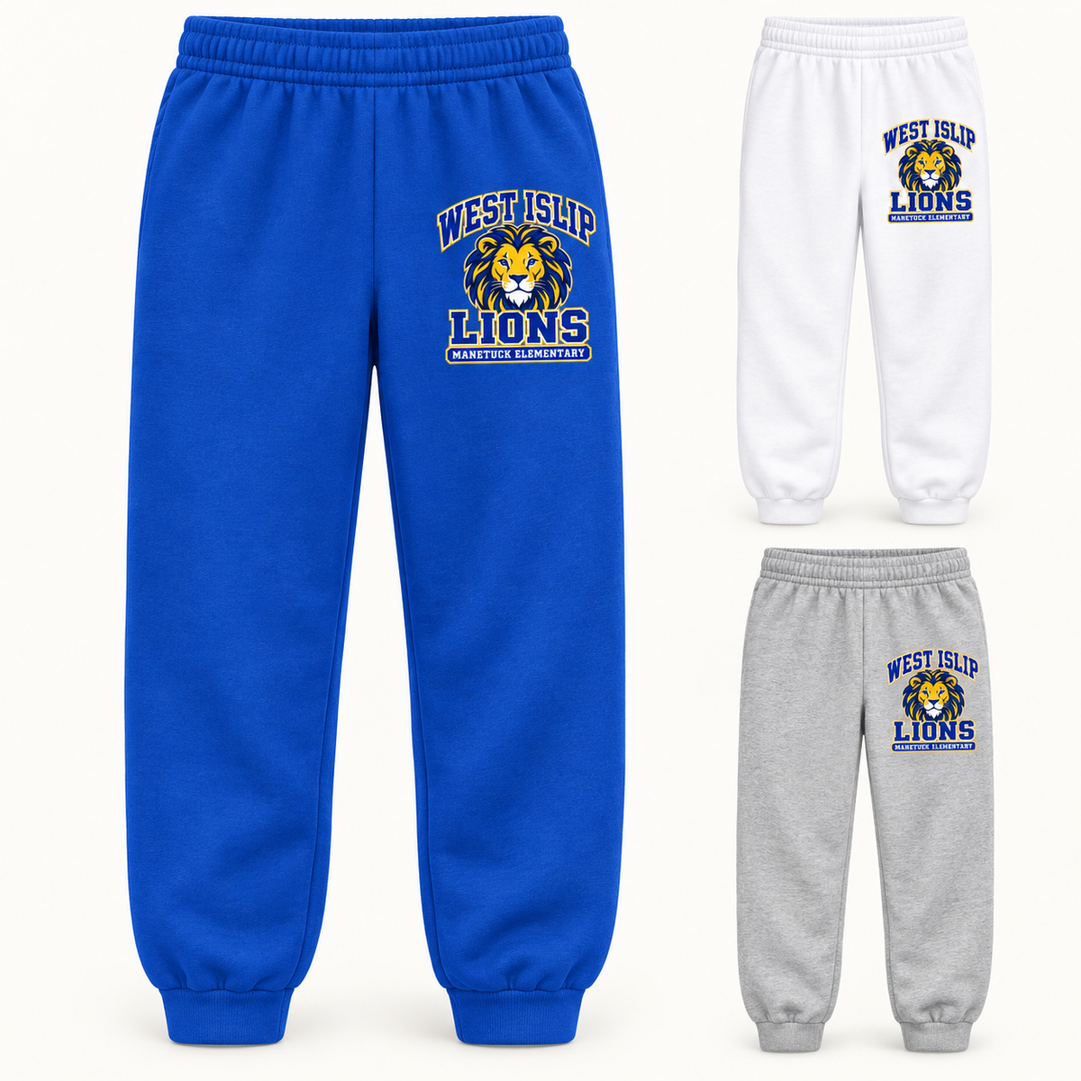Manetuck Boys Varsity Pride Youth Sweatpants — Royal, White, Athletic Heather