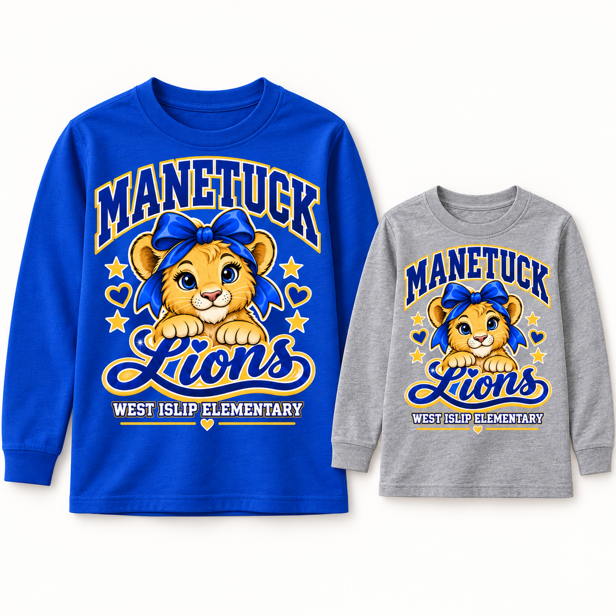 Manetuck Girls Big Dreams Long Sleeve — Royal Blue, Heather Gray