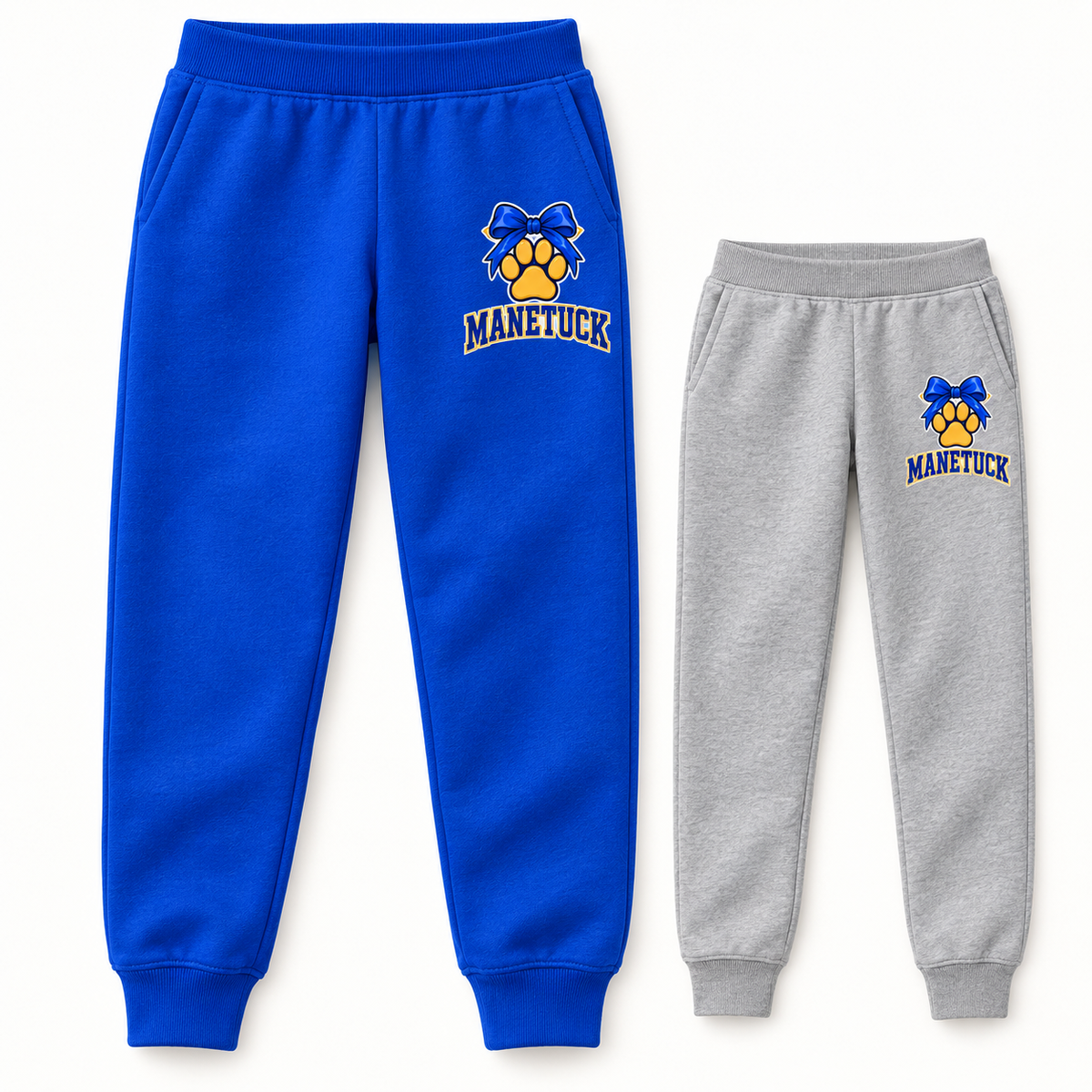 Manetuck Girls Bow Detail Sweatpants — Royal Blue, Heather Gray