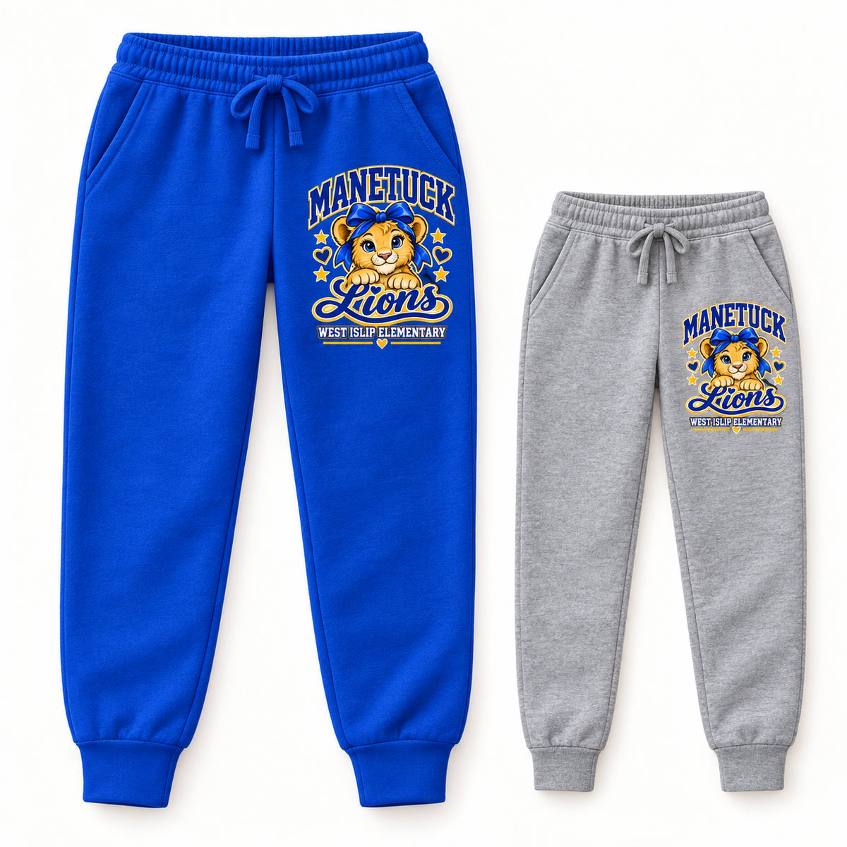 Manetuck Girls Lions Club Joggers — Royal Blue, Heather Gray