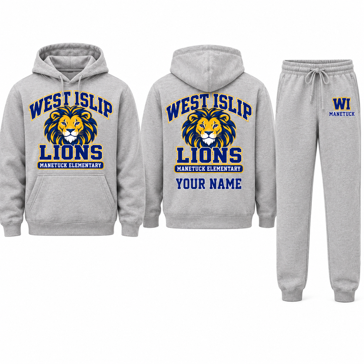 Manetuck Lions Youth Heather Gray Pullover & Jogger Set