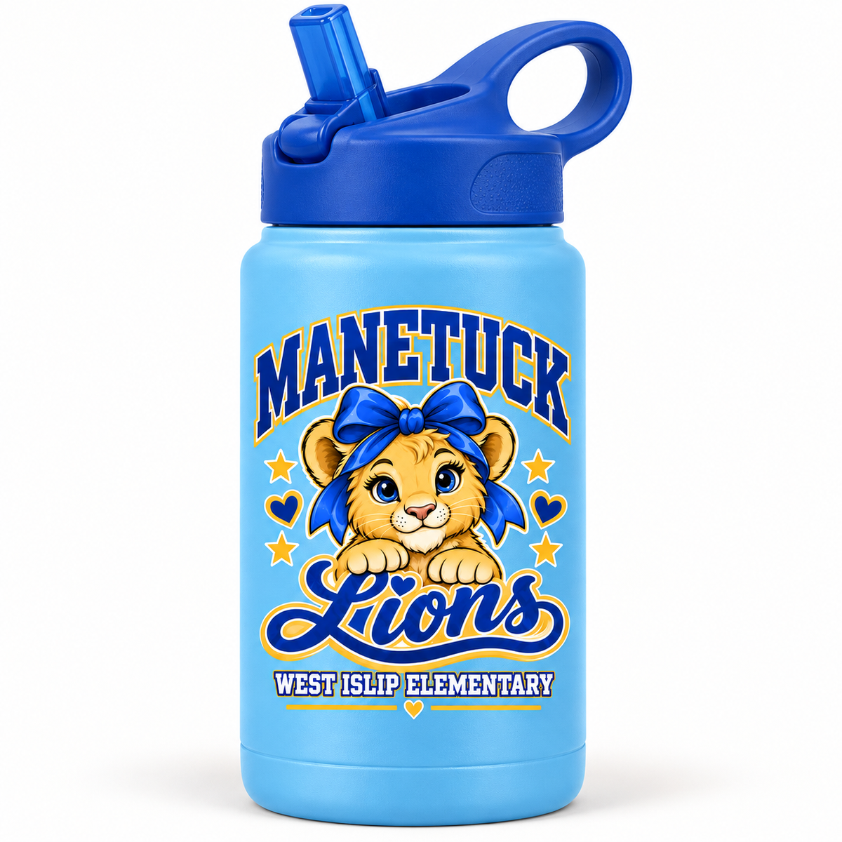 Manetuck Kids Little Lions Water Bottle — Light Blue