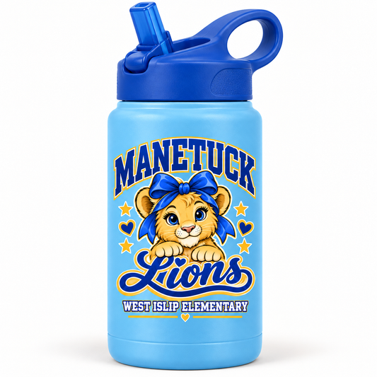 Manetuck Kids Little Lions Water Bottle — Light Blue